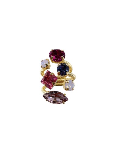 Contrarié Ring Three Bands - Multicolor Pink by Monnaluna Florence - Italy