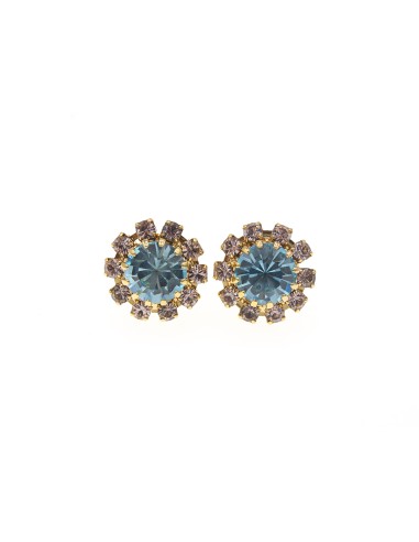 Round Earrings with Crystals - Aquamarine by Monnaluna Florence - Italy