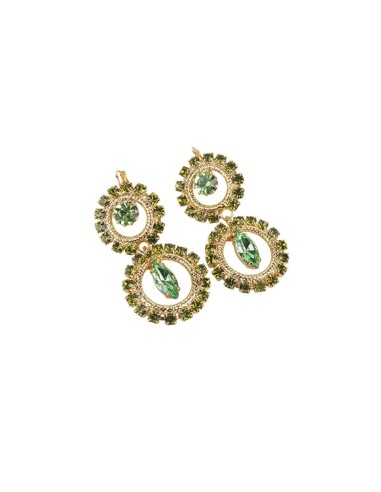 Circle Delight Earrings with Drop - Olive Green by Monnaluna Florence - Italy