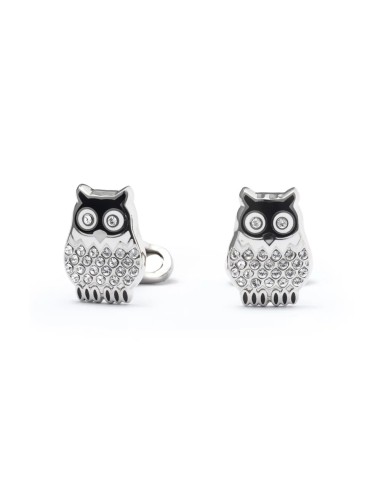 Owl cufflinks black by Mon Art Florence