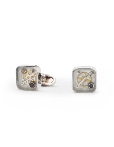 Square Gears Cufflinks - White by Mon Art Florence