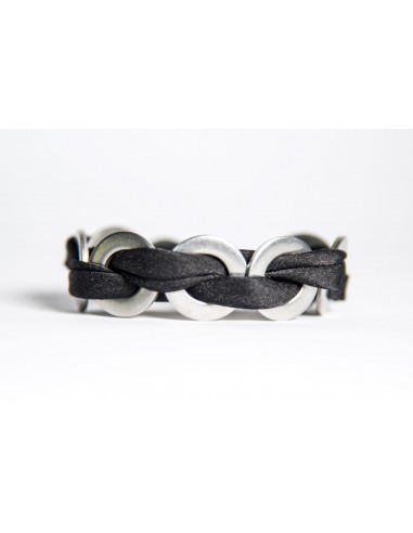 Maxi Black - Silk / Stainless Steel Bracelet made by Svitati by Sara Rizzardi