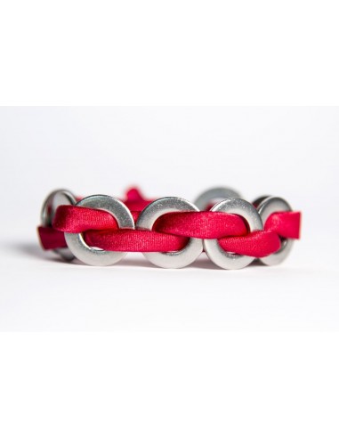 Bracciale Maxi Rosso - Seta/Inox realizzato da Svitati di Sara Rizzardi