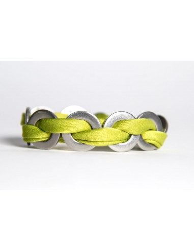 Maxi Lime Green - Silk / Stainless Steel Bracelet made by Svitati by Sara Rizzardi