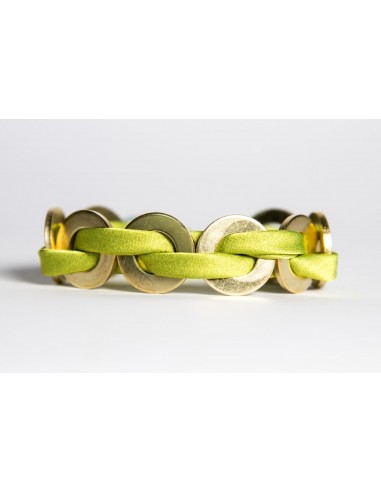 Bracciale Maxi Verde Lime - Seta/Ottone realizzato da svitati di Sara Rizzardi