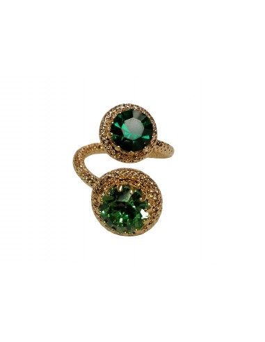 Anello Due Cristalli - Smeraldo realizzato da Monnaluna Firenze