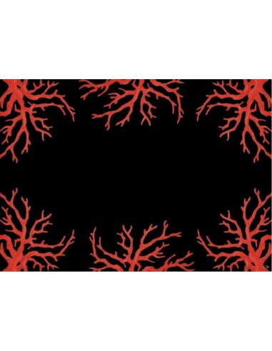 4 Tovagliette Plastificate Coralli - Nero e Rosso di Cecilia Bussani Firenze