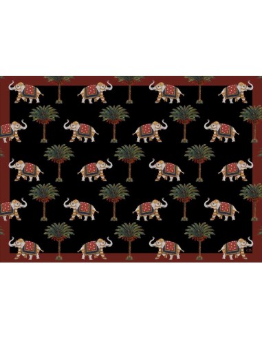 4 Plastic Placemats Small Elephants and Palms - Black by Cecilia Bussani Florence