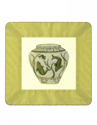 2 Masonite Trivets Fish Vase - Acid Green by Cecilia Bussani Florence
