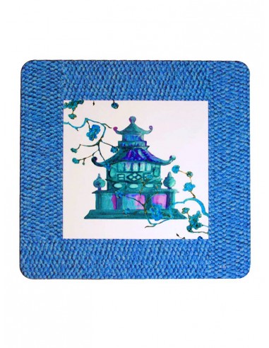 2 Masonite Trivets Pagod - Blue by Cecilia Bussani Florence