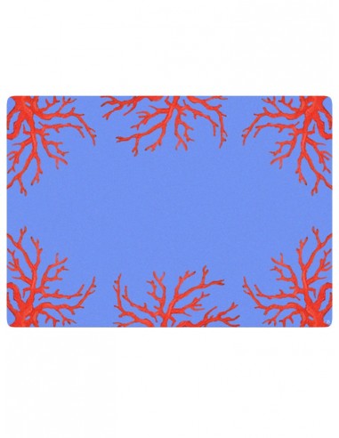 Masonite Placemat Corals - Light Blue and Red by Cecilia Bussani Florence