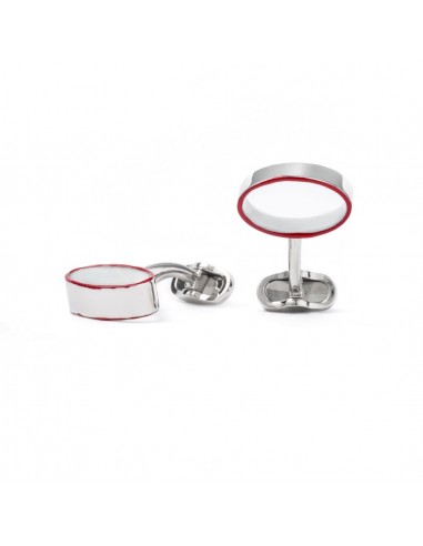 Athens Oval Pierced Cufflinks - Red by Mon Art Florence
