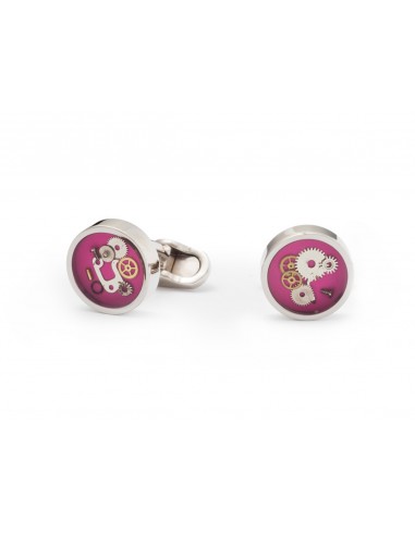 Round pink Cufflinks with Clock Gears by Mon Art Florence